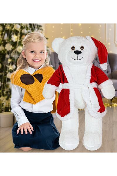 Bora Toys 80 سم دمية دب مع قبعة سانتا للعام الجديد، هدية عيد الميلاد