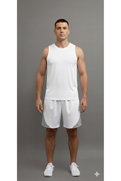 Baycombine35 Αθλητικό σορτς μπάσκετ με διχτυωτό πλέγμα, λευκό τρίγωνο με λεπτ...