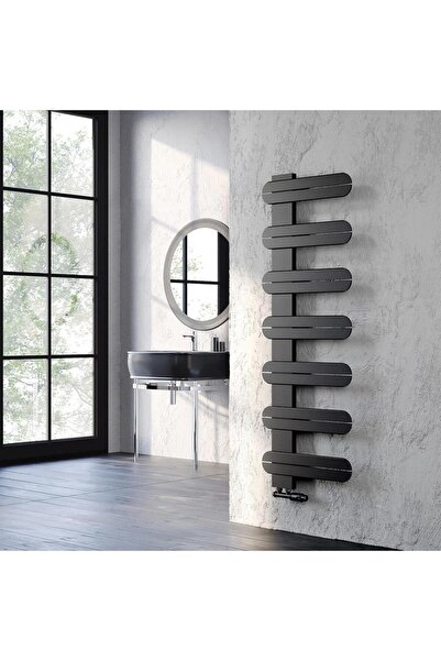 Lojimax Alüminyum Dekoratif Havlupan Linea 1015 x 450 10 Dilim | Dokulu Siyah...