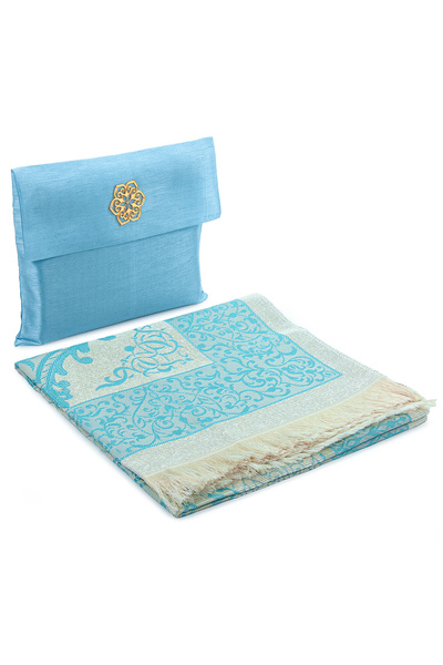 İhvan Blue Taffeta Prayer Rug - Slub Pouch