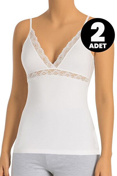 Öts Set de 2 maiouri pentru femei din dantelă (96% bumbac - 4% elastan)