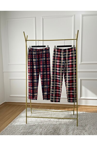 HAVVA HOME Erkek Kadın (UNİSEX) 2 Adet Ekose Desenli Kare Çift kombini İçin U...