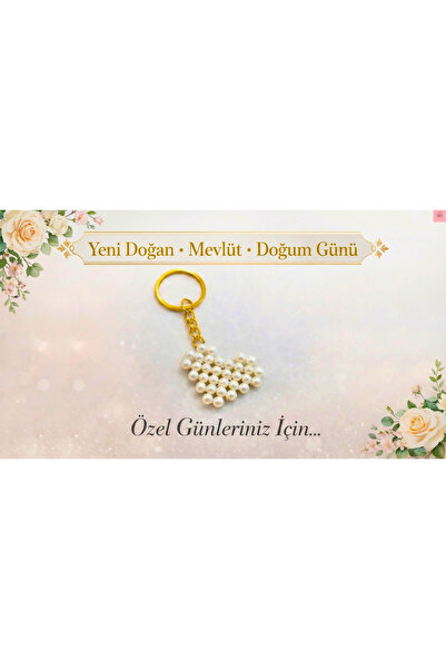 Crystal Atelier 10 Pieces Heart Keychain with Pearls - Newborn Baby Gift, Maw...