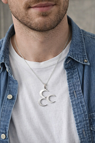 Boox99 70 cm Silver Terrific Necklace - Wip Three Crescent Chain