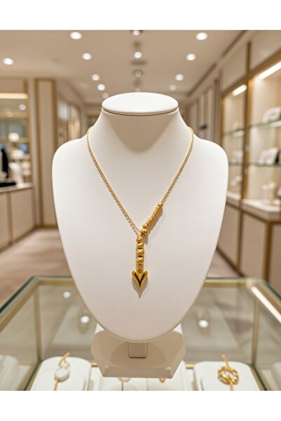 Jadem Gold Çelik kalpli kolye