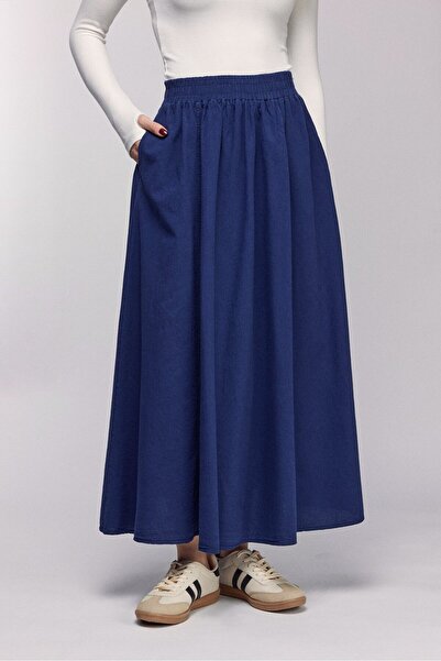 Saade Fusta evazată pentru femei A croială cu talie înaltă buzunare - in text...