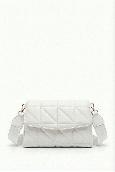 PurpleART Dámska biela prešívaná taška cez rameno s nastaviteľným stĺpikovým ...