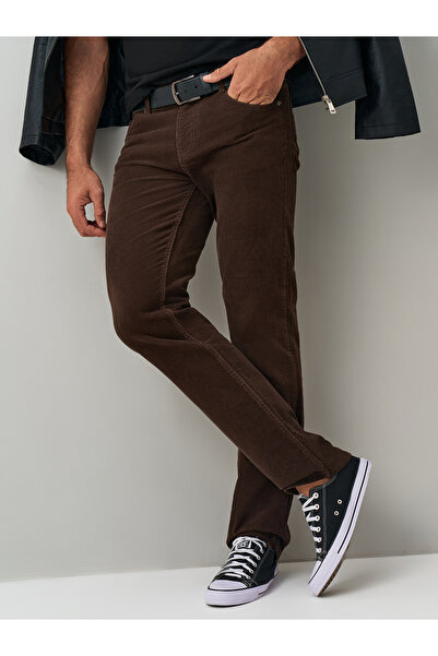 muzzo jeans Pamuklu Kahverengi Kadife Regular Fit Pantolon
