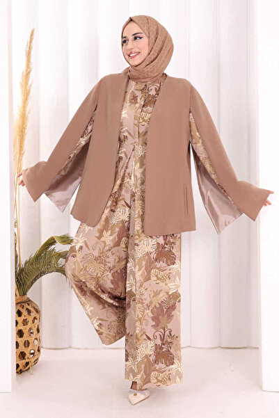 Bym Fashion Μπουφάν με μανδύα με μονόχρωμη επένδυση 7666 Mink