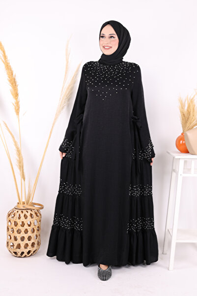 Bym Fashion فستان أسود بتفاصيل حجرية - 3933