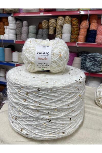 HİCAZ YARN Moher İri Pullu Beyaz renk Çanta/ Örgü ipi Yumaklar 50 gr x 2= 100 gr