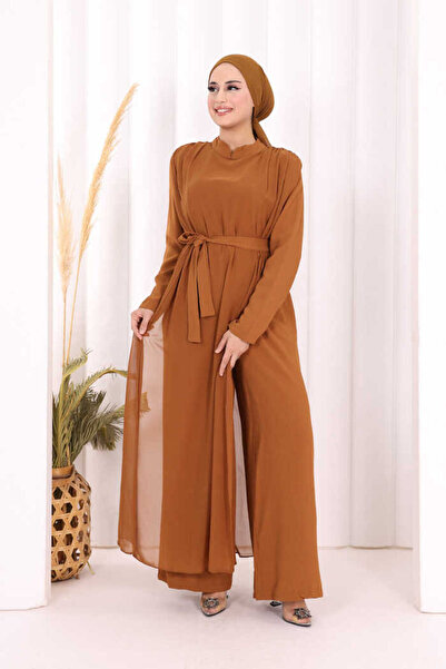 Bym Fashion Šifonový plášťový overal 3330 Tan