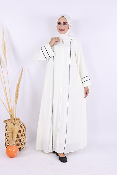 Bym Fashion سترة طويلة بتفاصيل خطية وسحاب كامل طراز فيرايس 6011 إكرو