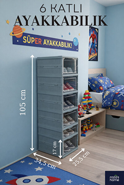 Dükkanönü 6 Katlı Modüler Ayakkabılık Lüks Ayakkabı Kutusu Seti Dolabı Katlan...