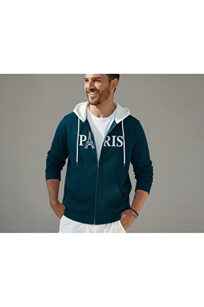 Velostra Piece Oversized Petrol Blue Paris Printed Combed Cotton Daily Use Co...