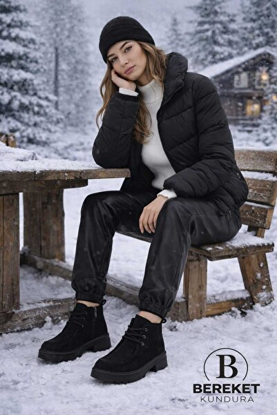 Endless 1127 Model Bereket Kundura Çok Rahat Kısa Siyah Süet Bot