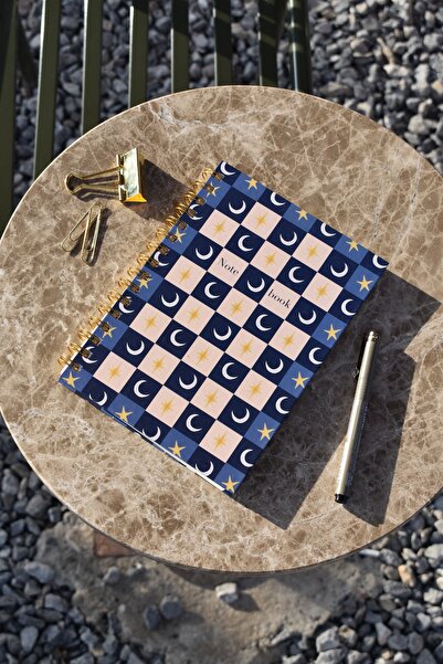 Paper Lab Studio Paper Lab Ay ve Yıldızlı Estetik Spiralli Defter (A5)