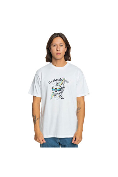 Quiksilver One Last Surf Ss Ανδρικό λευκό μπλουζάκι casual στυλ EQYZT07674-10