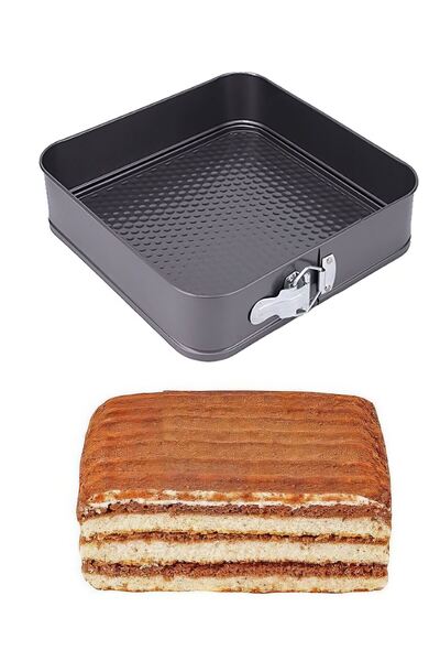 Chavin 24 cm Black Square Clamped Carbon Steel Cake Pastry Mold - Cin799Sy