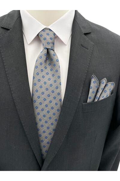 Brianze 8 см Сіро-синій краватковий набір