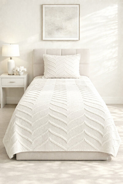 REYS Bohem Arlinageo Tek Kişilik Yatak Örtüsü Takımı 180x250 - EKRU -