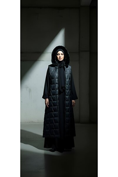 MODA Full-Length Tested Feathered Hooded Quilted Thick Vest