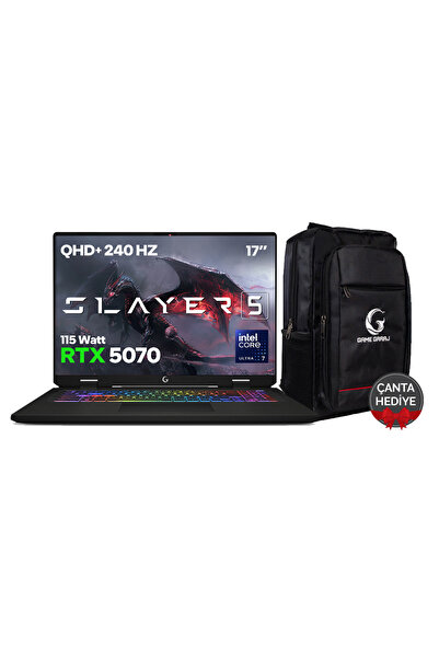 Game Garaj Slayer5 7XL-5070 C3 Intel U7 255HX 32GB 2TB RTX5070 17" QHD+ IPS 2...