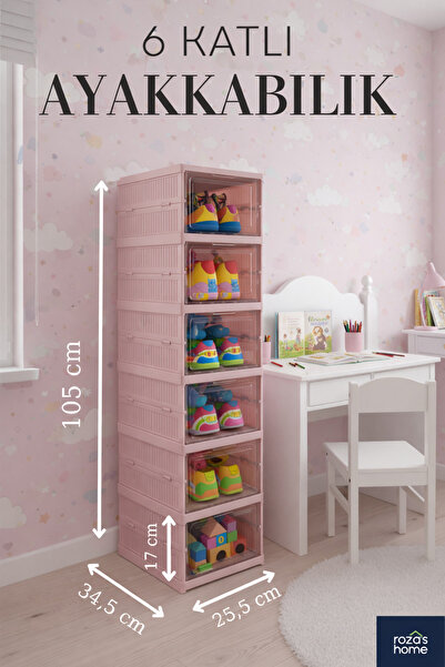 Dükkanönü 6 Katlı Modüler Ayakkabılık Lüks Ayakkabı Kutusu Seti Dolabı Katlan...