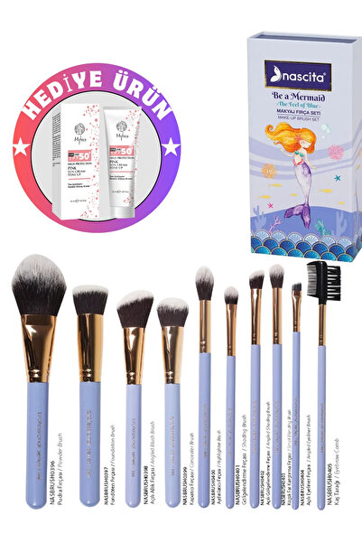 nascita Set de pensule de machiaj cu tematică sirenă, 10 piese - 165R
