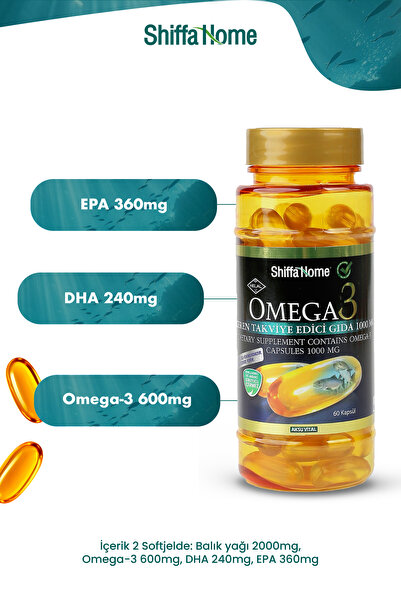 Shiffa Home Omega-3 200 Softjel Balık Yağı EPA DHA 1000 mg