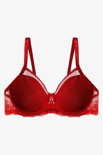 koza iç giyim Sevgililer Günü Temalı Kadın Tül Detaylı Dolgusuz Toparlayıcı M...