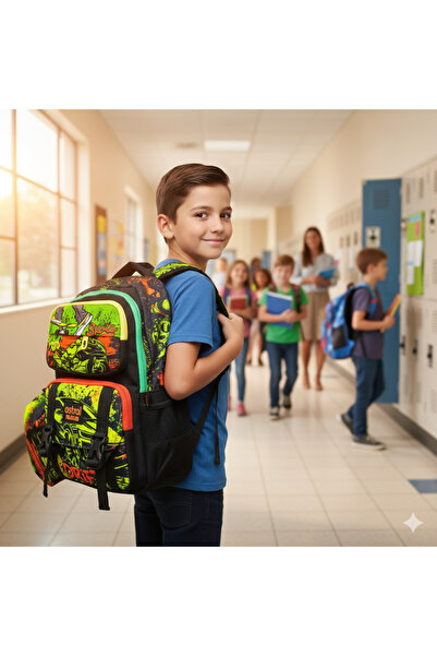 Dadacuq Three-Compartment'Skate''Super Moto''Drift' Print Primary School Bag,...