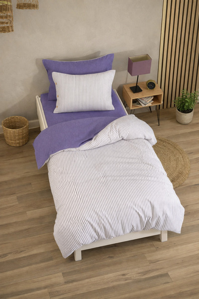 Cottonest Cotton Striped Single Duvet Cover Set 160X220 – 1 Pillowcase