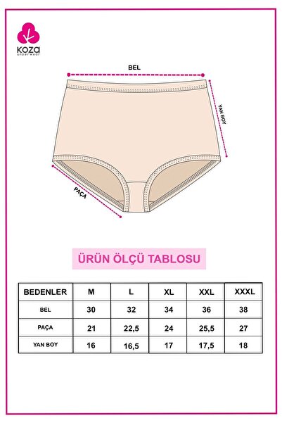 koza iç giyim Kadın 5'li Likralı Ekstra Yüksek Bel Külot
