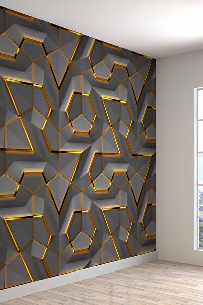dreamwall Duvar Kağıdı 3d Geometrik Şekil Desenli Silinebilir Tekstil Duvar K...