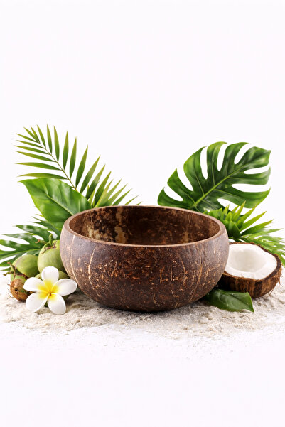 Kuru Yeşil Jumbo Coconut Bowl, Handmade, Coconut Bowl, Smooth, Bowl