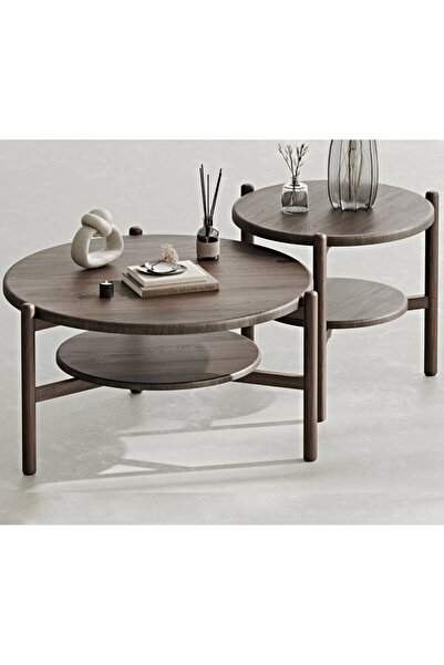 Normod Norac Masif Meşe İkili Orta Sehpa Takımı