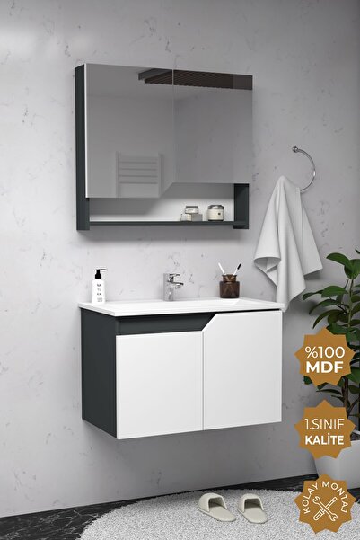 TETA HOME Napoli 80 cm Mdf Banyo Dolabı Seti
