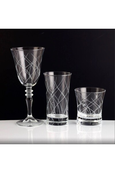 AbkaKristal طقم زجاج باشابتشي ليلى ديكور 18 قطعة