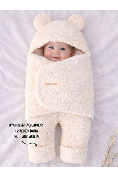 Tomuycuk 0-12 Ay İçi Elyaflı Peluş Welsoft Kulaklı Ekru Dış Bebek Kundak & Ba...