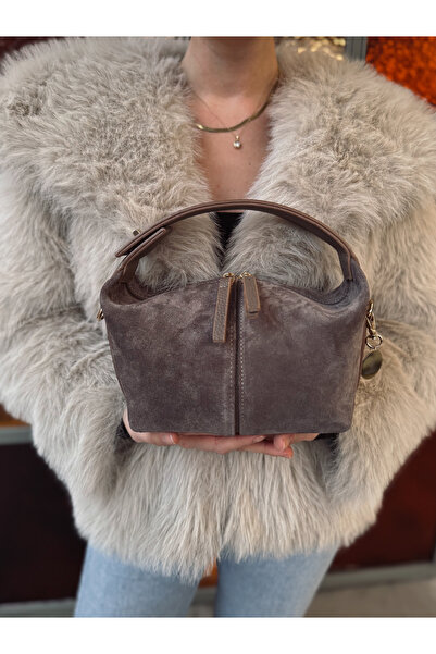GUNEZ Gerçek Süet Vizon Rengi El ve Omuz Çantası - NOVA