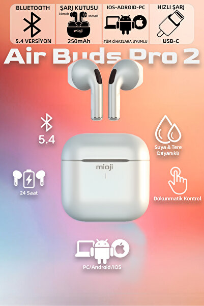 Mioji Air Buds Pro 2 Kablosuz 5.4 IOS Android PC, Tüm Telefonlar ile Uyumlu B...