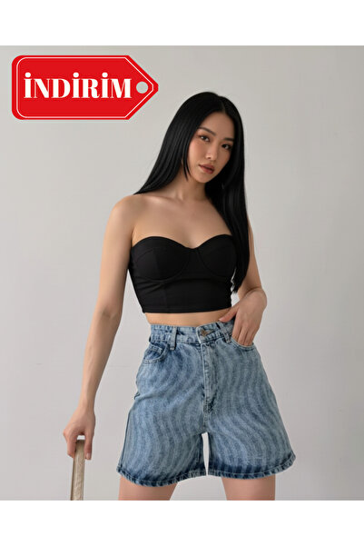 ALPACO DESENLİ JEAN ŞORT