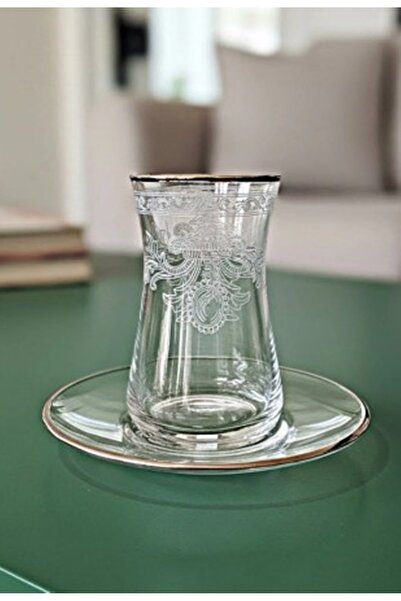 DECOSTYLE Saraylı gümüş Paşabahçe Heybeli 12 Parça Çay Seti | Şık Dekorlu Bar...