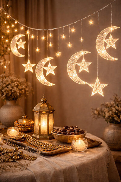 DİVAYS 3 Metre 20 LED Gün Işığı Ramazan Cami Işık Zinciri Pilli Dekoratif Ayd...