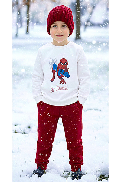 Kidsmadamiko طقم بدلة رياضية للأطفال من سبايدر مان مطبوع مع قماش فليس من الدا...