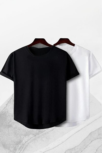 NO 601 Tricou unisex negru-alb simplu 2-PIECE B basic S slim fit Oval K croia...