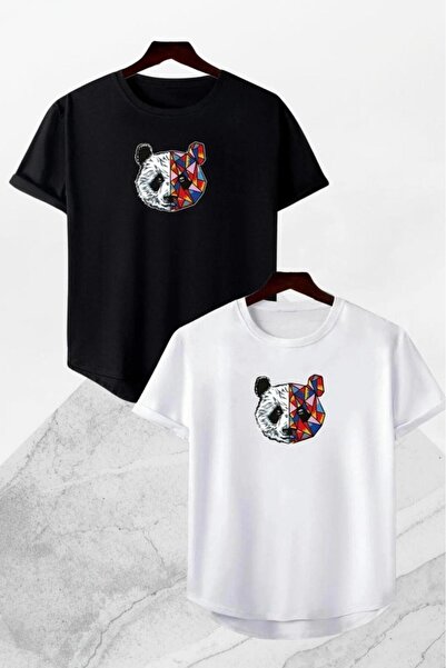 NO 601 Μπλουζάκι Unisex Μαύρο-Λευκό Χρώμα Panda 2-PIECE Basic S εφαρμοστό Οβά...