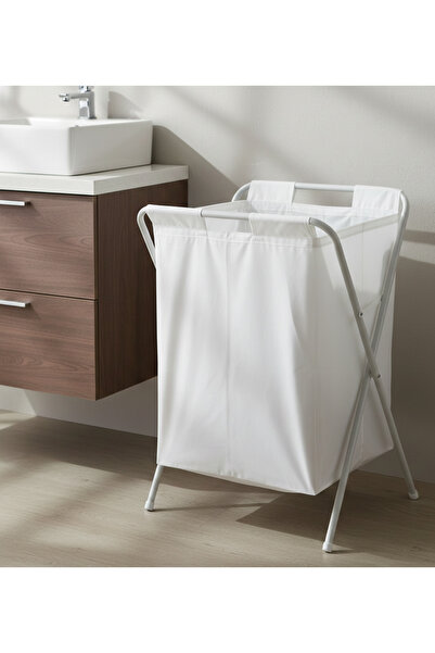 IKEA Jall 50 lt 8 kg Kapasiteli Beyaz Katlanır Çamaşır Sepeti