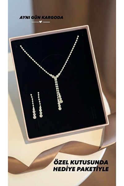 BEREN KILIÇ إيفي كريستال حجر مجموعة مجوهرات قلادة أقراط هدية مجموعة الزفاف ال...